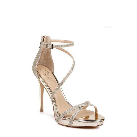 Jewel Badgley Mischka Galen Platform Glitter Evening‎ Shoe - Size 8.5